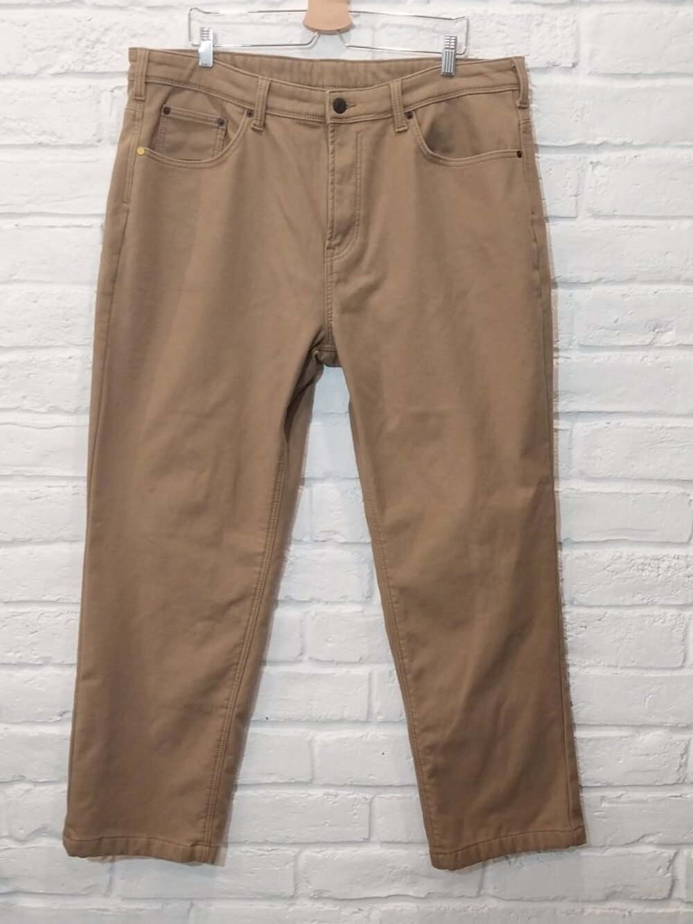 CAT Caterpillar Fleece Lined Pants Mens 40x32 Brown Canvas Insulated Work Wear.